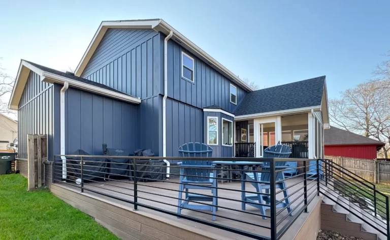 Nashville home renovation with painted siding, new deck and updated addition